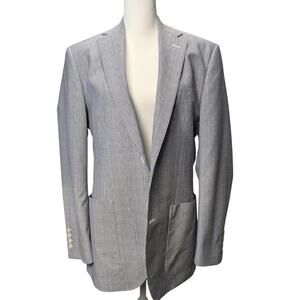 Coppley 1883 Men's‎ Blue White Stripe Wool Sport Coat Blazer Two Button Size 40R